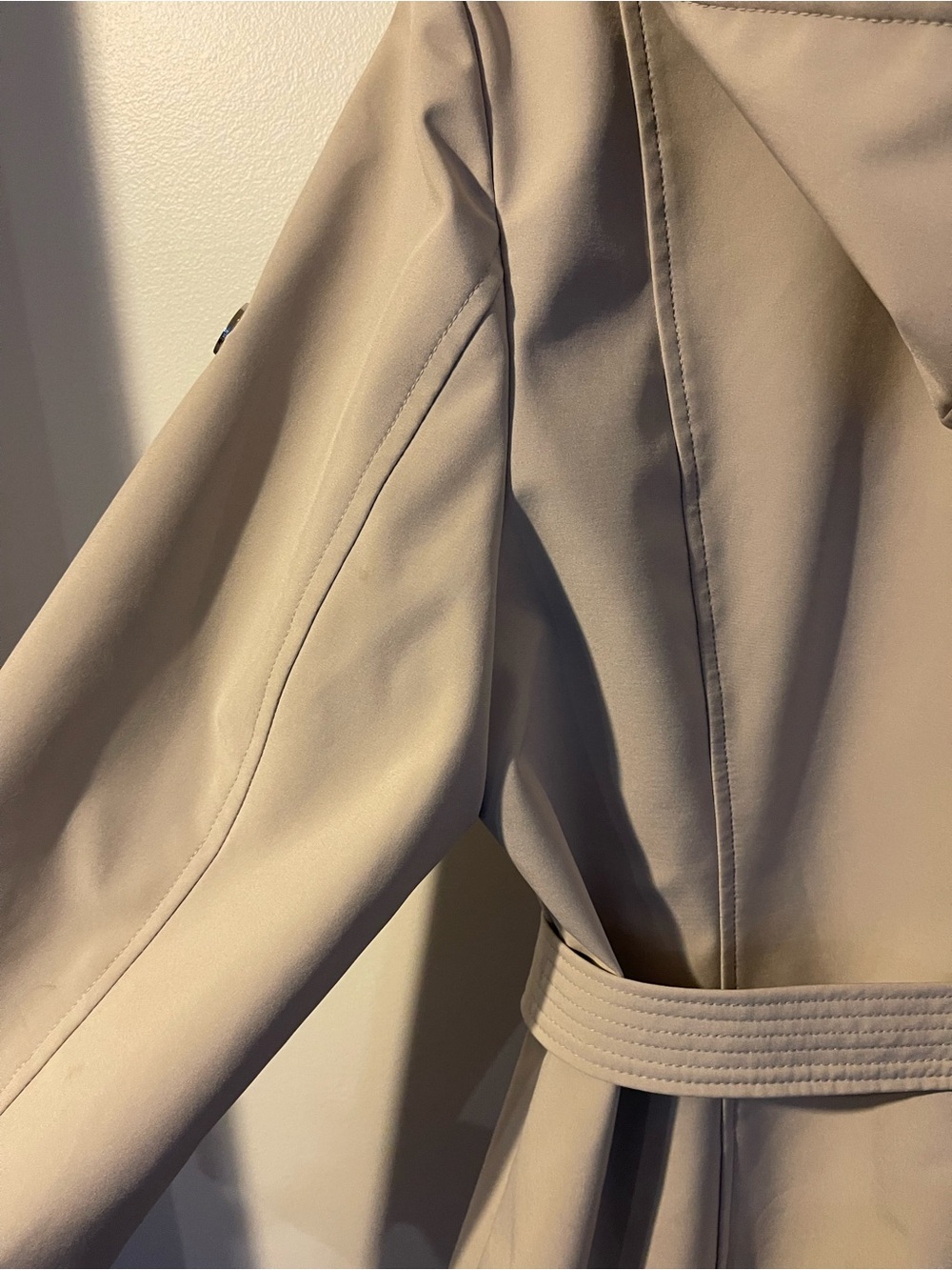 Calvin Klein Beige Softshell Belted Trench Coat Detachable Hood L - Picture 12 of 12